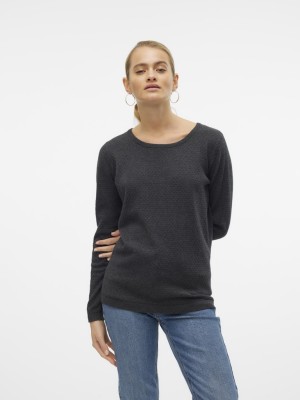 Pulover Dama Vero Moda Vmcare Structure O-Neck Dark Grey Melange