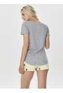 Women T-shirt Jacqueline De Young Jdylinette Light Grey Melange/Black Naps