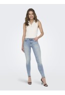 Blugi Dama Only Onlblush Mid Sk Ank Raw Rea306 Light Blue Denim