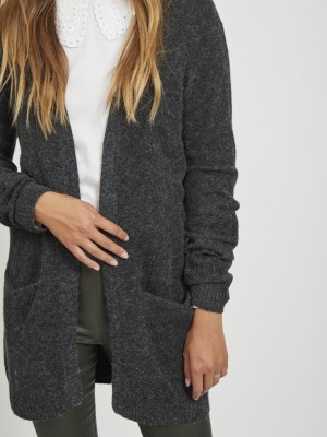 Cardigan Dama Vila Vihanna Knit Open Dark Grey Melange