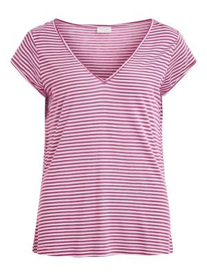 Women T-shirt Vila Viscoop Fav Magenta Haza/Optical White