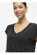Women T-shirt Vila Vimodala V-Neck Black