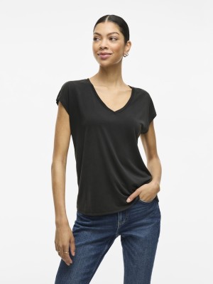 Women T-shirt Vila Vimodala V-Neck Black