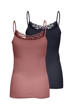 Maieu Dama Only Onlkira Lace Singlet 2 Pack Night Sky