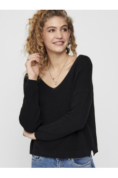 Pulover Dama Only Onlbrynn Life V-Neck Black