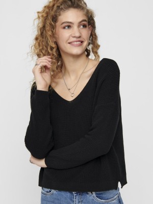 Pulover Dama Only Onlbrynn Life V-Neck Black