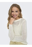 Pulover Dama Jacqueline De Young Jdymore Solid O-Neck Cloud Dancer