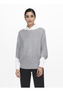 Pulover Dama Jaqueline De Young Jdynew Behave Batsleeve Light Grey Melange