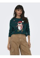 Women Sweater Onlxmas Pinguin Green Gables