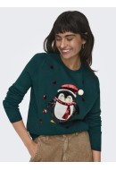 Women Sweater Onlxmas Pinguin Green Gables