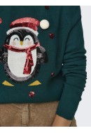 Women Sweater Onlxmas Pinguin Green Gables