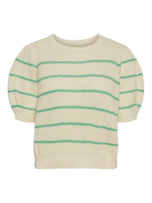 Pulover Dama Vero Moda Vmmiddle 2/4 O-Neck Birch Stripes W Jade Cream