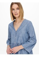 Women Blouse Jacqueline De Young Jdydicte 7/8 Chambray Medium Blue Denim