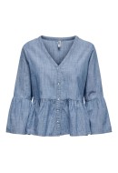 Women Blouse Jacqueline De Young Jdydicte 7/8 Chambray Medium Blue Denim