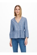 Women Blouse Jacqueline De Young Jdydicte 7/8 Chambray Medium Blue Denim