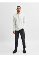 Men Blouse Selected Slhbaker Split Neck Egret