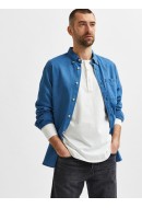 Men Blouse Selected Slhbaker Split Neck Egret