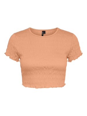 Women T-shirt Vero Moda Vmscarlett Crop Coral Sands
