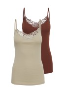 Maieu Dama Only Onlkira Lace Singlet 2 Pack Henna /Humus