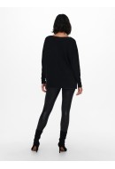 Pulover Dama Onlamalia Boatneck Black