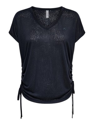 Women T-shirt Only Play Onpjivan Curved V-Neck Blue Graphite