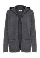 Women Cardigan Jacqueline De Young Jdybrilliant Hood Dark Grey Melange