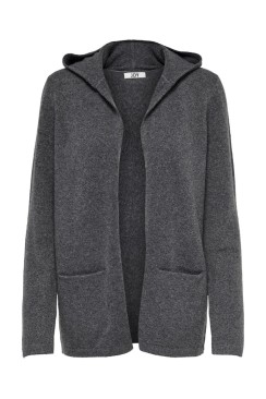 Cardigan Dama Jacqueline De Young Jdybrilliant Hood Dark Grey Melange