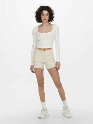 Pantaloni Scurti Dama Only Onlblush Mid Sk Dnm Ecru