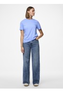 Women T-shirt Pieces Pcria Fold Up Solid Vista Blue