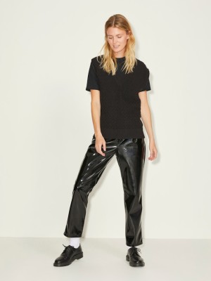 Pantaloni Dama Jjxx Jxcatie Faux Leather Black Detail Shiny