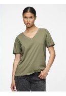 Women T-shirt Pieces Pcria V-Neck Solid Deep Lichen Green