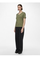 Women T-shirt Pieces Pcria V-Neck Solid Deep Lichen Green