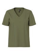 Women T-shirt Pieces Pcria V-Neck Solid Deep Lichen Green