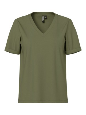Women T-shirt Pieces Pcria V-Neck Solid Deep Lichen Green