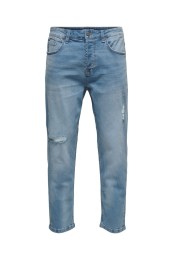 Blugi Barbati Only&Sons Onsavi Beam Crop Pk0773 Blue Denim