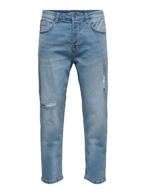 Blugi Barbati Only&Sons Onsavi Beam Crop Pk0773 Blue Denim