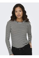 Women Blouse Jacqueline De Young Jdyfransiska Stripe O-Neck Black/Cloud Dancer