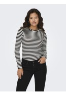 Women Blouse Jacqueline De Young Jdyfransiska Stripe O-Neck Black/Cloud Dancer