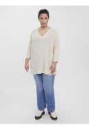 Pulover Dama Vero Moda Vmtulex 3/4 Long V-Neck Birch