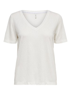 Women T-shirt Only Onlelise V-Neck Cloud Dancer