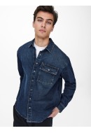 Men Shirt Only&Sons Onsleft Pk2011 Blue Denim