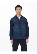 Men Shirt Only&Sons Onsleft Pk2011 Blue Denim