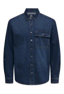 Men Shirt Only&Sons Onsleft Pk2011 Blue Denim