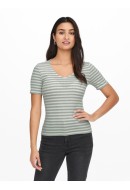 Tricou Dama Jacqueline De Young Jdyfransiska Stripe Mineral Gray/Cloud Dancer