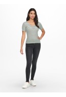 Tricou Dama Jacqueline De Young Jdyfransiska Stripe Mineral Gray/Cloud Dancer