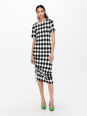 Rochie Neon&nailon Xheckboard Rouching Black/White Check