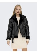 Women Jacket Only Onlagnete Faux Leather Biker Black