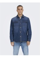 Men Shirt Only&Sons Onscamon Life Overshirt Pk2348 Blue Denim