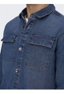 Men Shirt Only&Sons Onscamon Life Overshirt Pk2348 Blue Denim