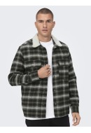 Men Jacket Only&Sons Onsbaz Ovr Teddy Check Pkt Canteen